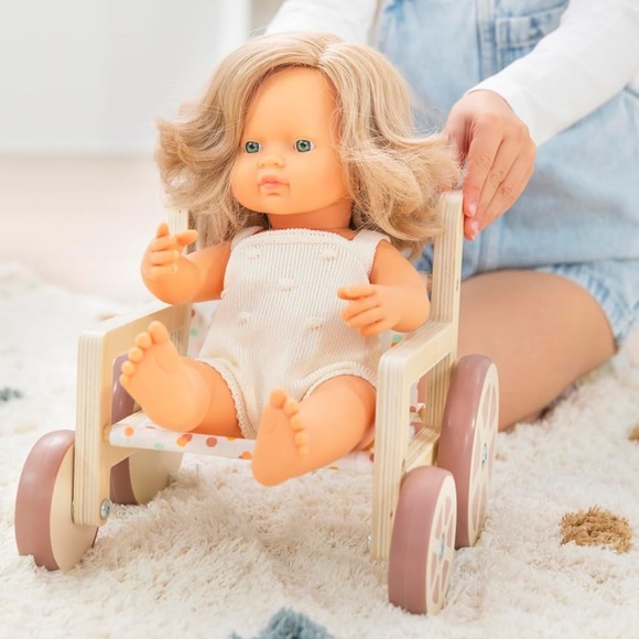 Miniland Wooden Doll Wheelchair Made with ECO Quality, FSC Certified Forest 18M+ - Picture 9 of 14